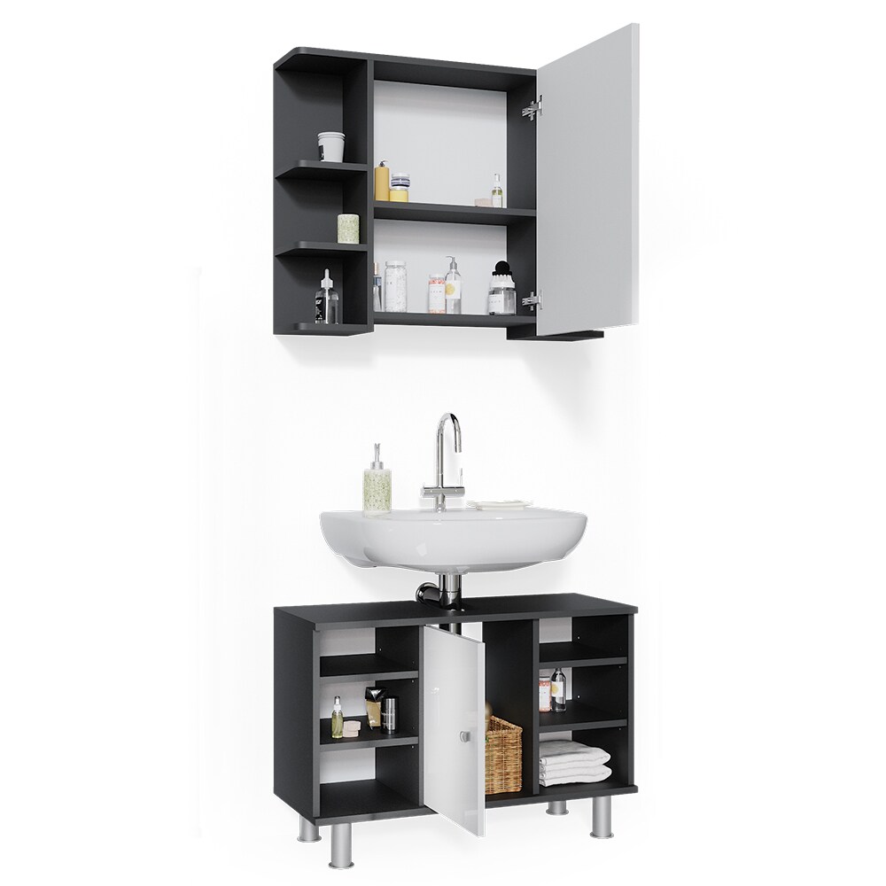 Vicco Badmöbel Set Badezimmer Möbel Fynn Spiegelschrank Waschbeckenunterschrank