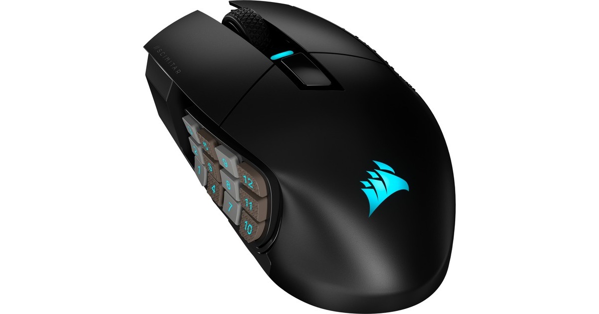 CorsairScimitar Elite Wireless MMO-gamingmuis  (Zwart, 100 - 26.000 dpi, USB 2.0 | 2,4 GHz | Bluetooth | RGB)