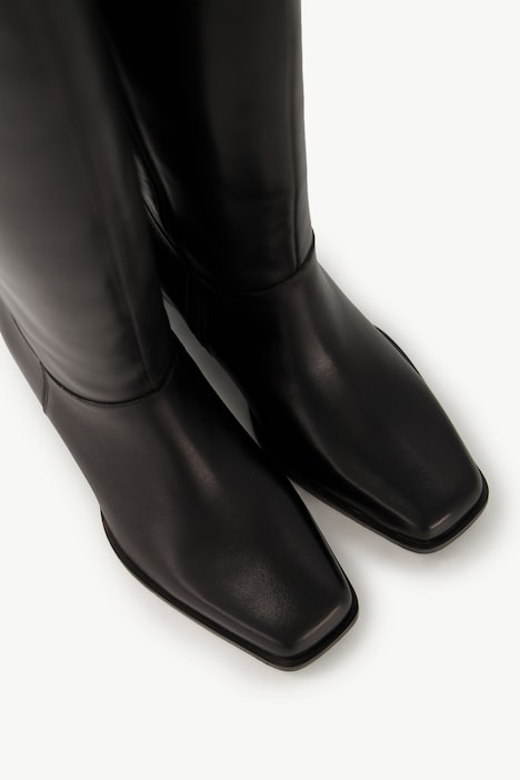 Lederstiefel, XXL-Schaft, Elastikeinsatz, Weite H
