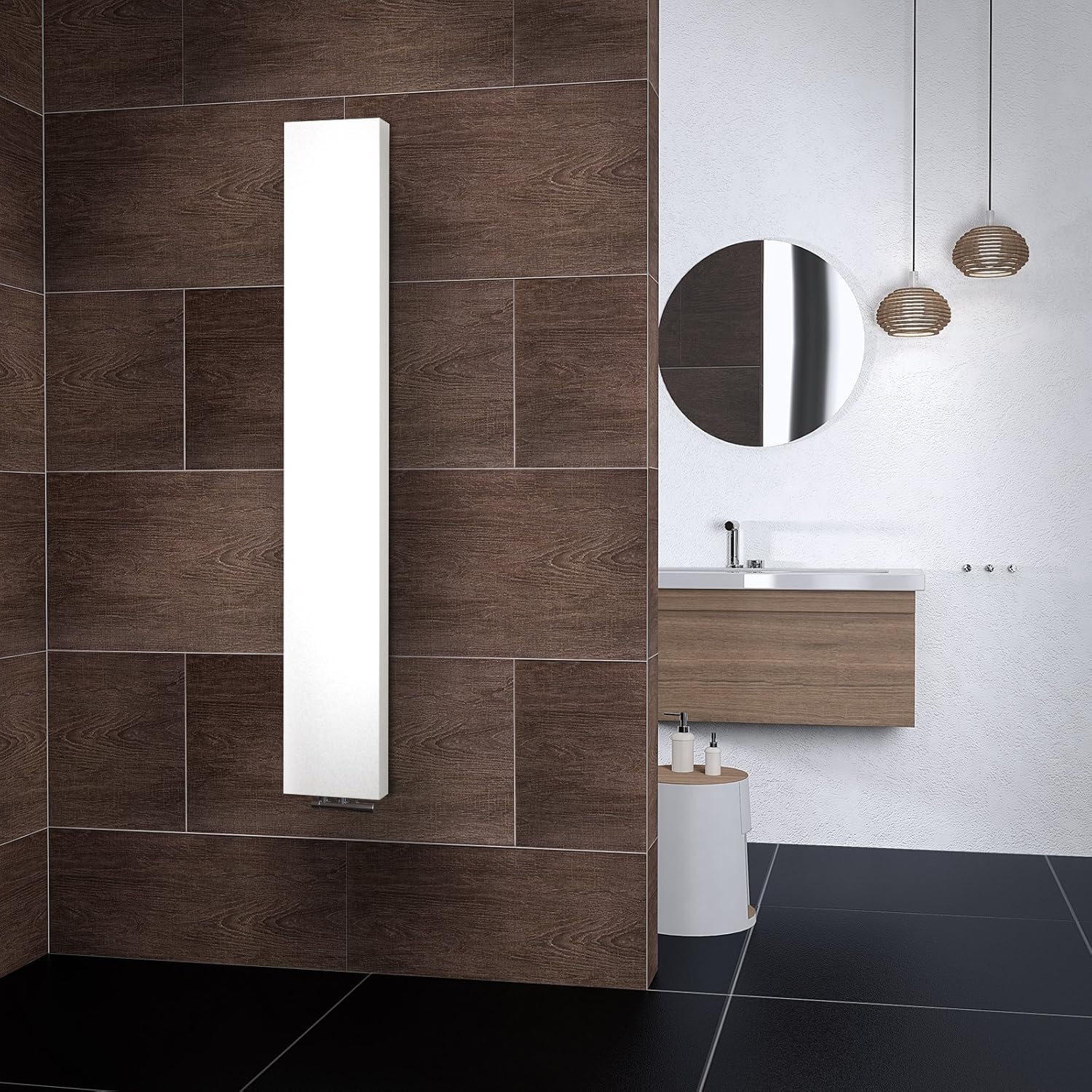 Heizkörper Milano mit Mittelanschluss, 180x45 cm, 805 Watt Leistung, Weiß, Design-Heizkörper für Zweirohrsysteme