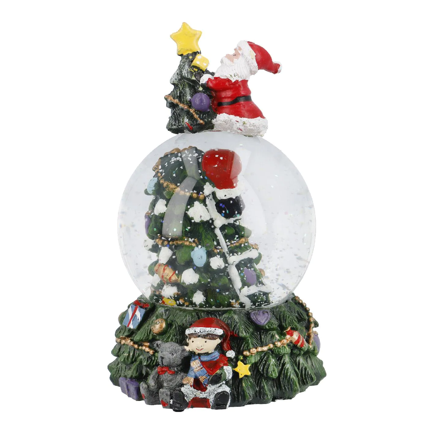 Schneekugel Tannenbaum, Spitze, 10 x 16 cm
