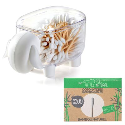 Boîte mouton   100 cotons-tiges en bambou, recharge de 200 cotons-tiges