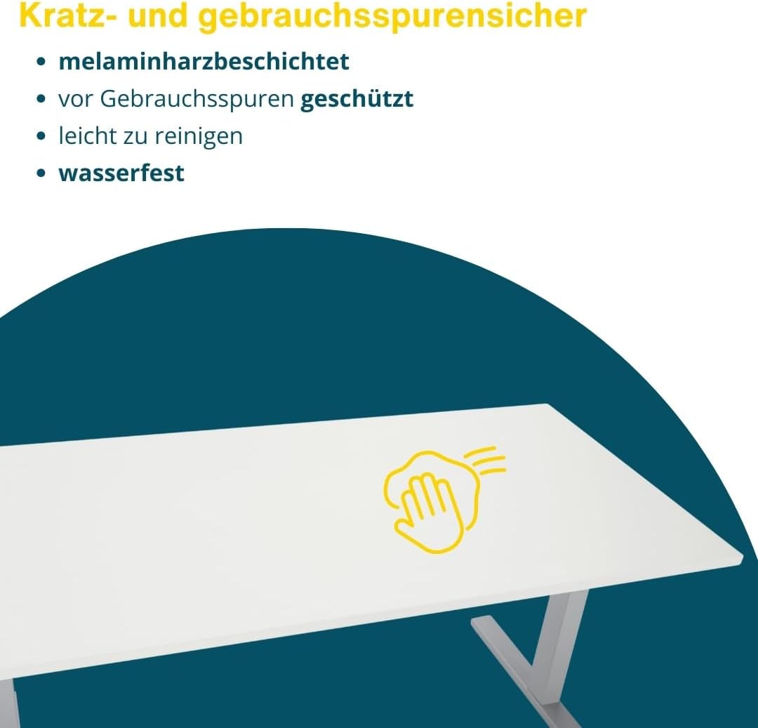 SCHÄFER SHOP Select Schreibtisch Start Off, T-Fuß, Rechteck, Weißaluminium/Weiß, B 1600 x T 800 x H 735 mm