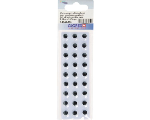 Wiebelogen, rond, 12 mm, 26 stuks, zelfklevend