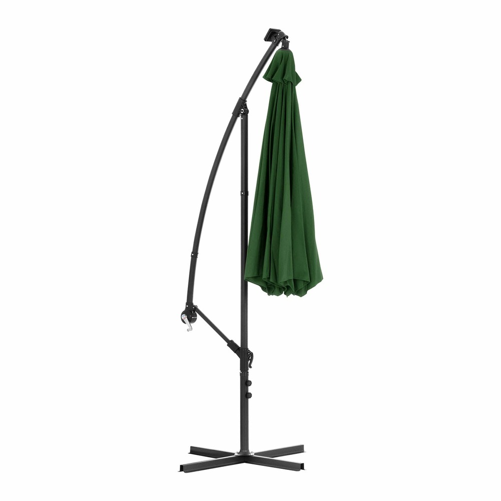 Parasol déporté avec led - vert - rond - diamètre 300 cm - inclinable