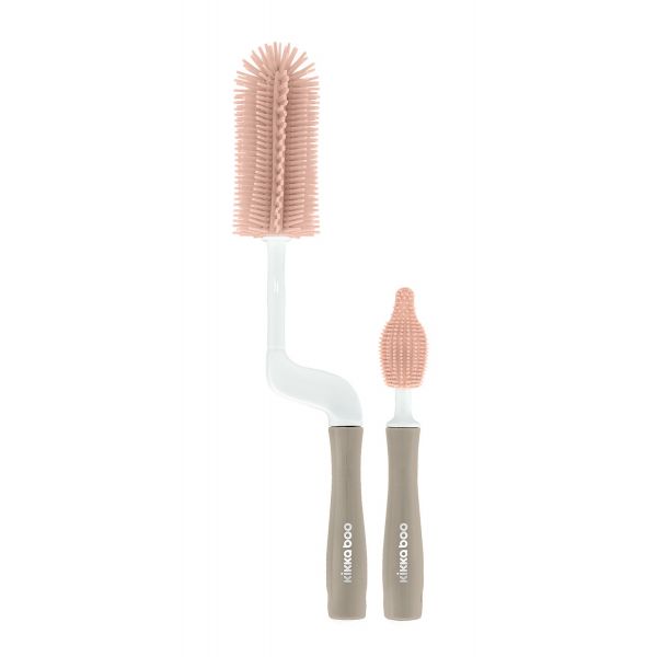 Kikkaboo Conjunto de Escovas de Silicone para Biberões e Tetinas, 2 Unidades, Mint