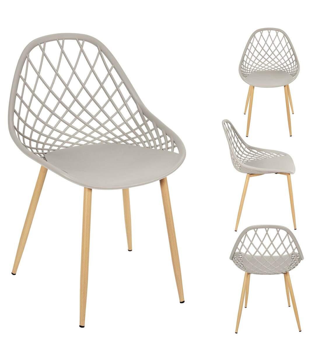 Lot de 4 chaises d'extérieur Malaga en polypropylène - Taupe