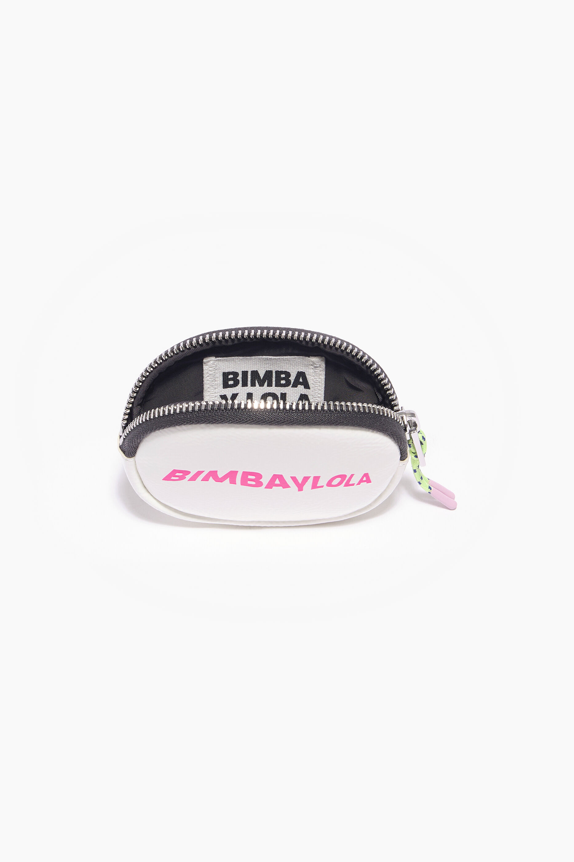 Porta-moedas oval em couro envernizado branco