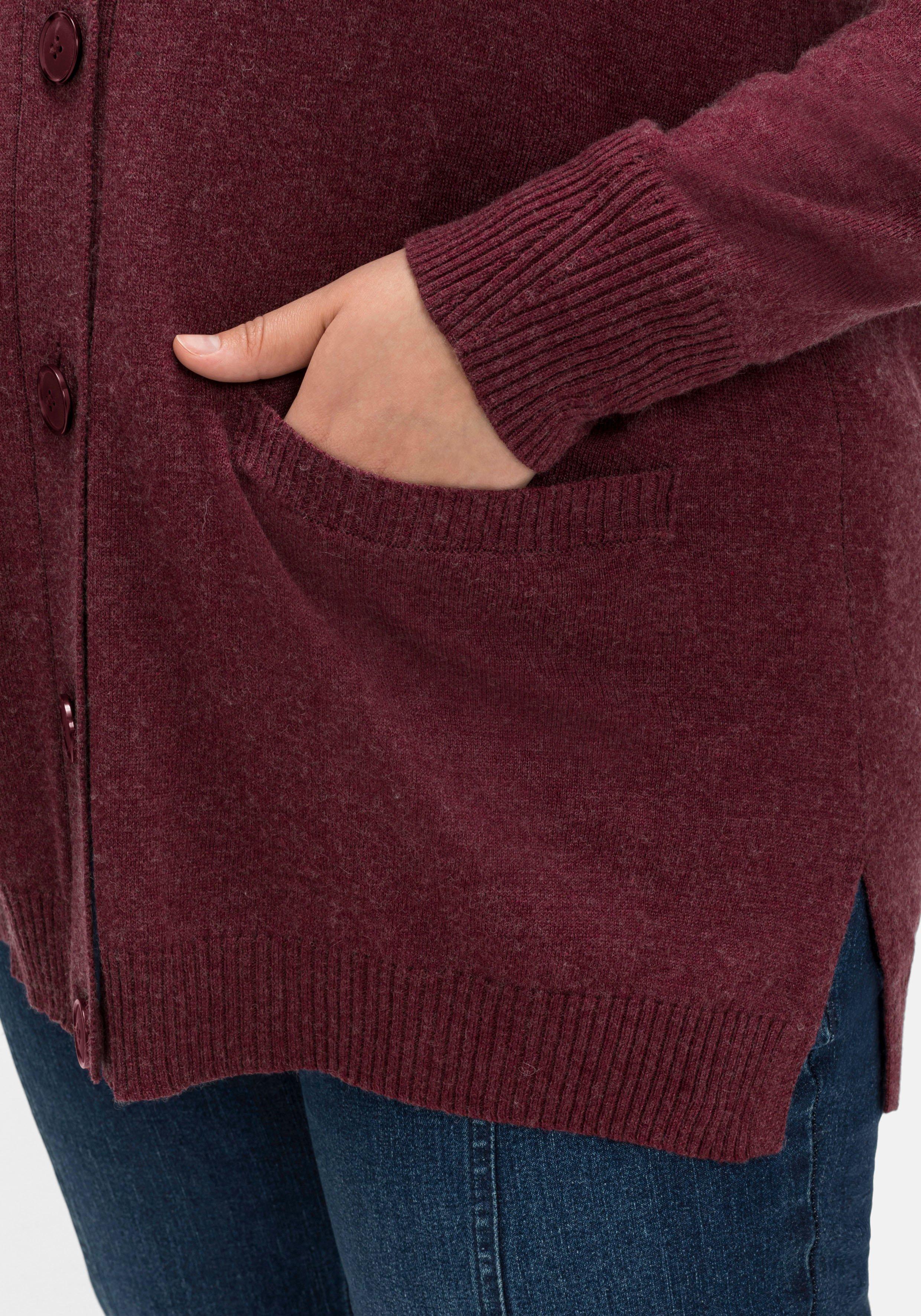Strickjacke mit Kaschmir, Ajourstrick hinten