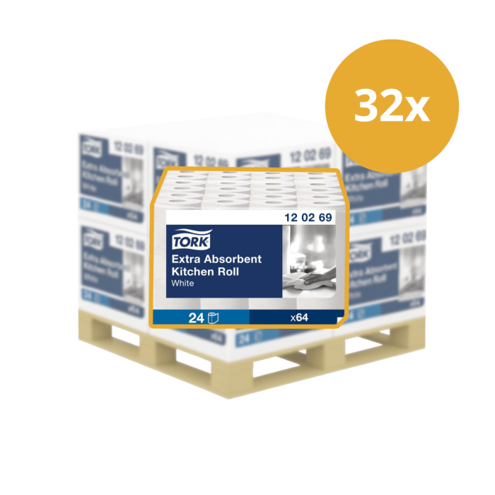 Tork 120269 24st keukenrollen premium 2-lgs wit 15 meter x 23 cm pak à 24 rol/64 vel Pallet Afname (120269P)