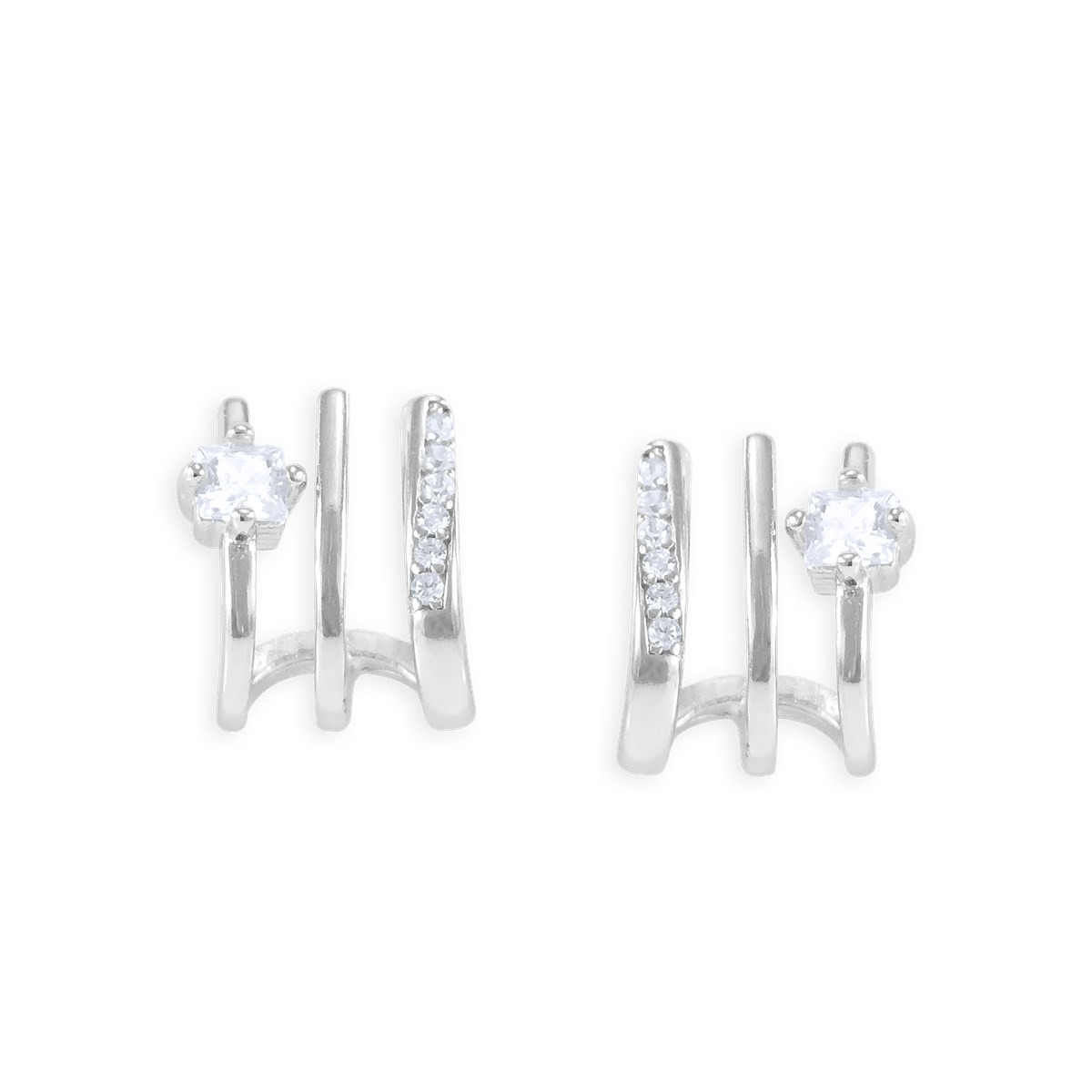 Boucles d'oreilles en argent 925 rhodié avec oxydes de zirconium
