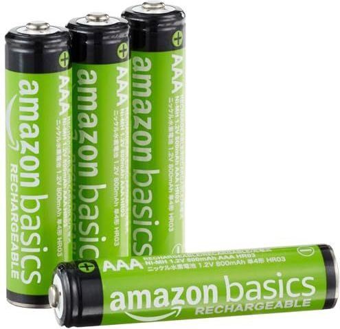 Amazon Basics 4 stuks oplaadbare AAA NiMH-batterijen, 800 mAh, 1000x op te laden, voorgeladen