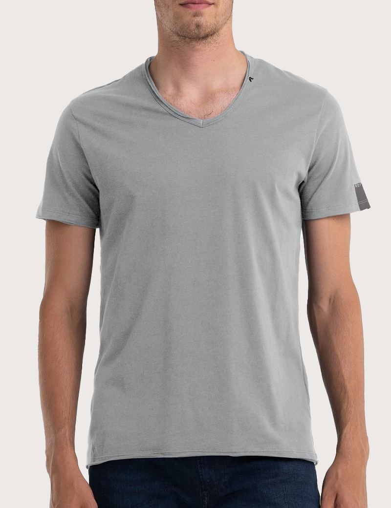 REPLAY T-SHIRT COL V COTON BÉTON