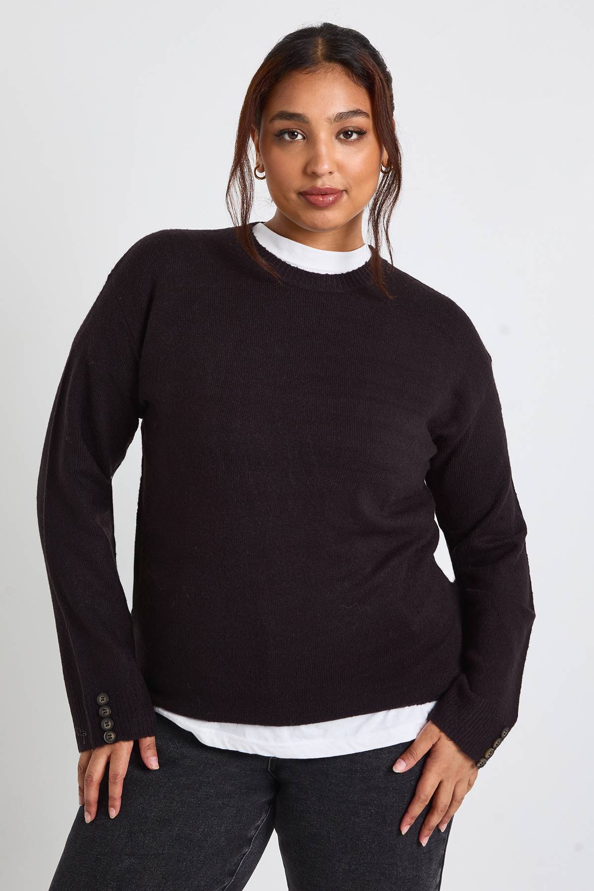 boohoo Pull à col rond en maille et ensemble pantalon à jambes larges Plus
