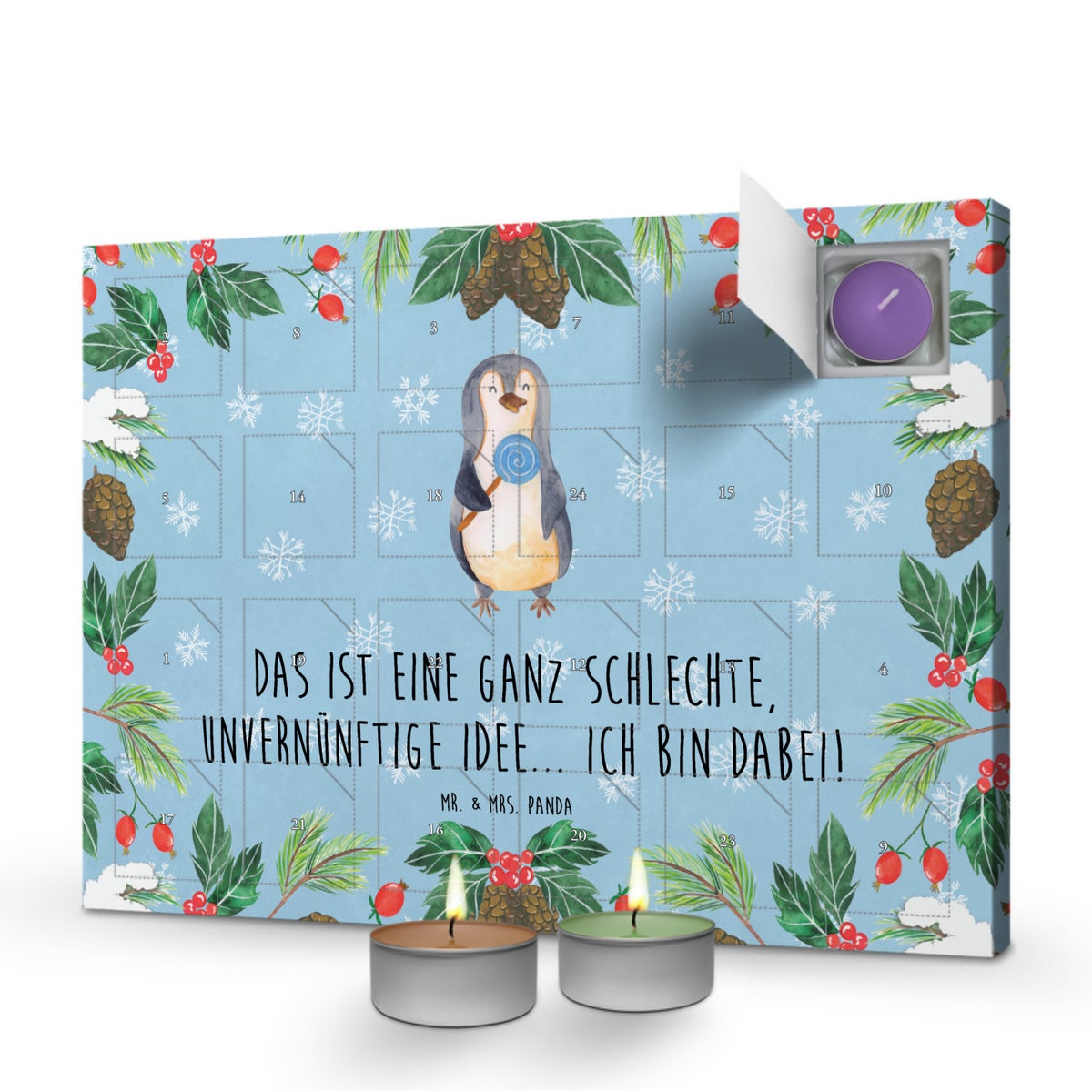 Mr. & Mrs. Panda Geurkaars Adventskalender Pinguïn Lolly - Pastelblauw