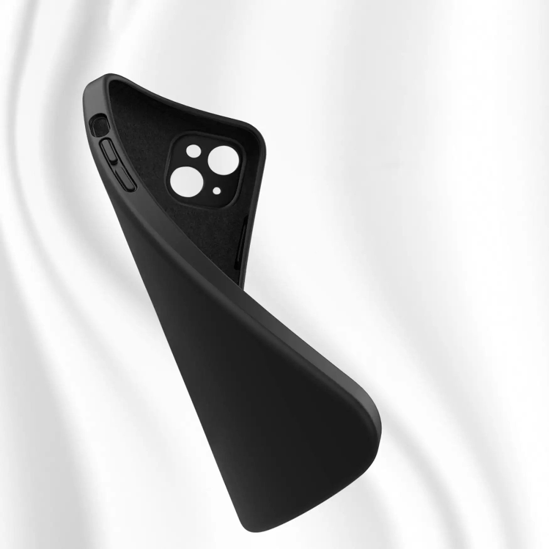 iPhone 13 Gummi Case Hülle mit Kameraschutz - Schwarz
