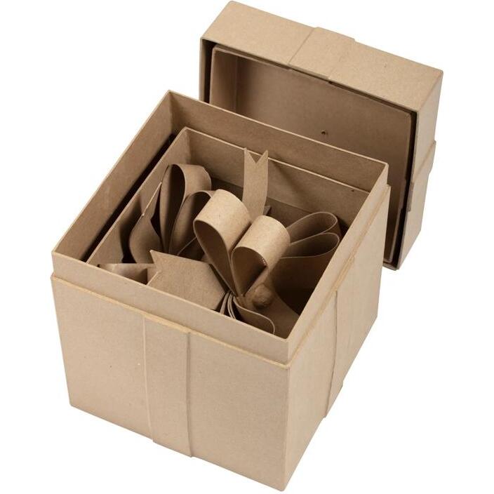 Assortiment de 2 boîtes cadeaux carrées 26x26x32,5 cm - Kraft