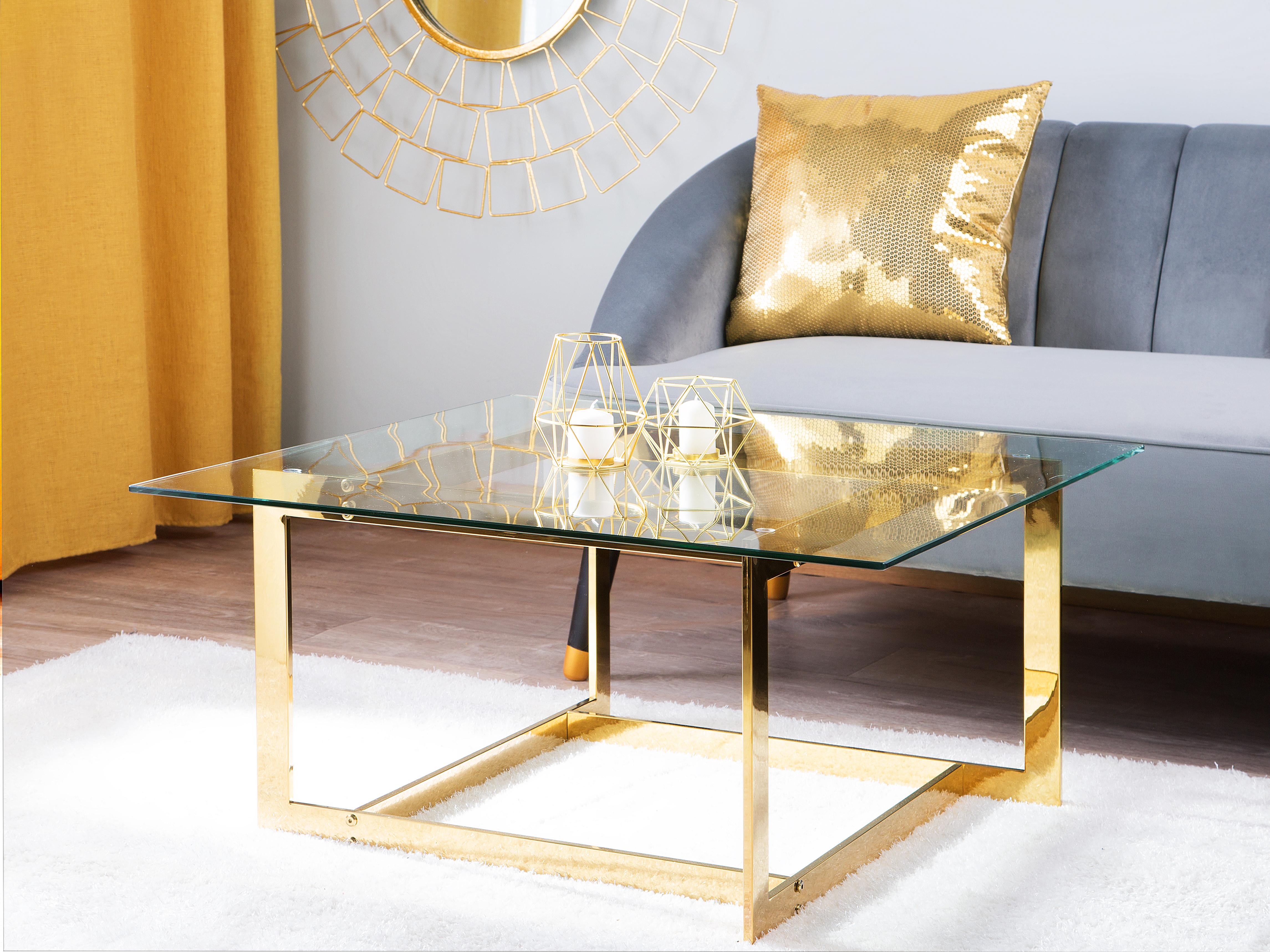 Salontafel CRYSTAL Veiligheidsglas Goud