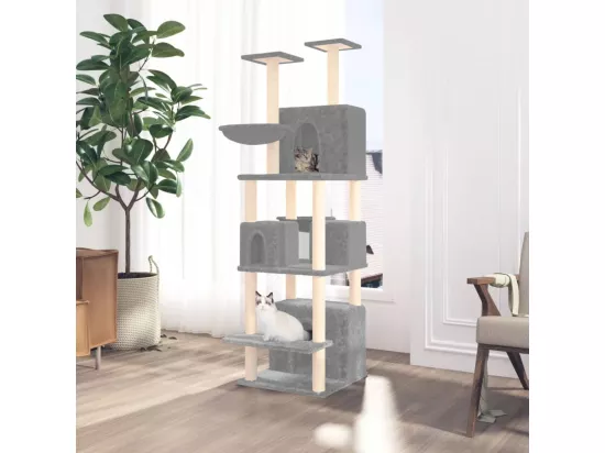 Arbre à chat avec griffoirs en sisal Gris clair 180 cm