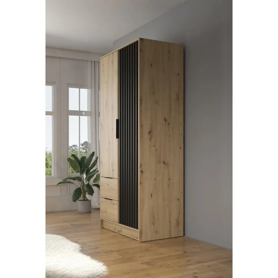 Meubella - Kledingkast Nairobi - Eiken - Zwart - 105 cm