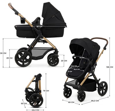 Kinderkraft MOOV 2 3-in-1 Kombivogn, Pure Black