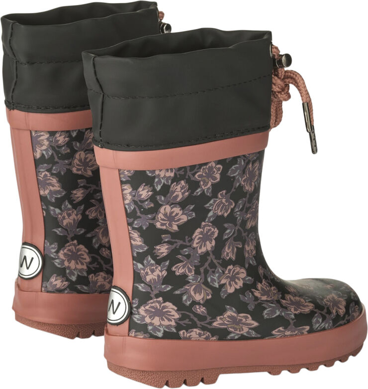 Wheat Printet Termo Gummistøvle Black magnolia