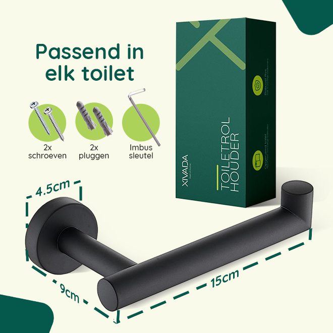 XIVADA Toilet set zwart - 4-delig - Hangend - Rvs - Zwart