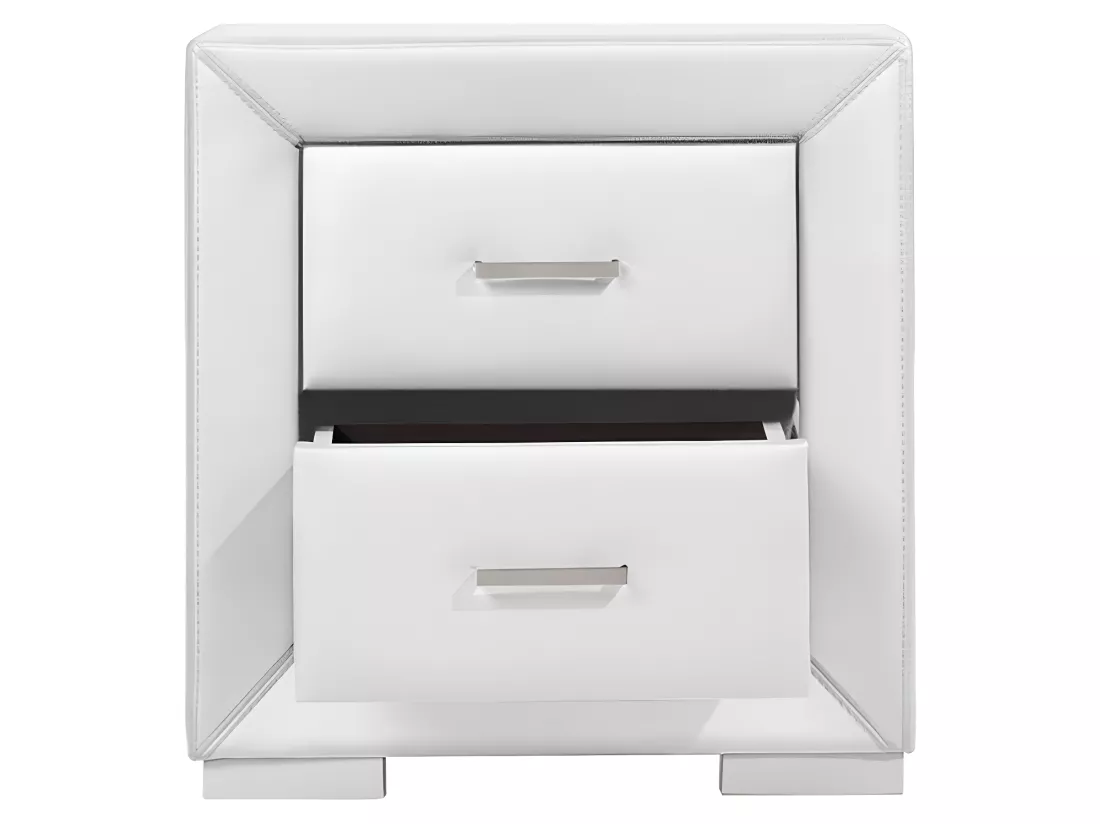Lot de 2 tables de chevet - 2 tiroirs - Simili blanc - CAPITOLE