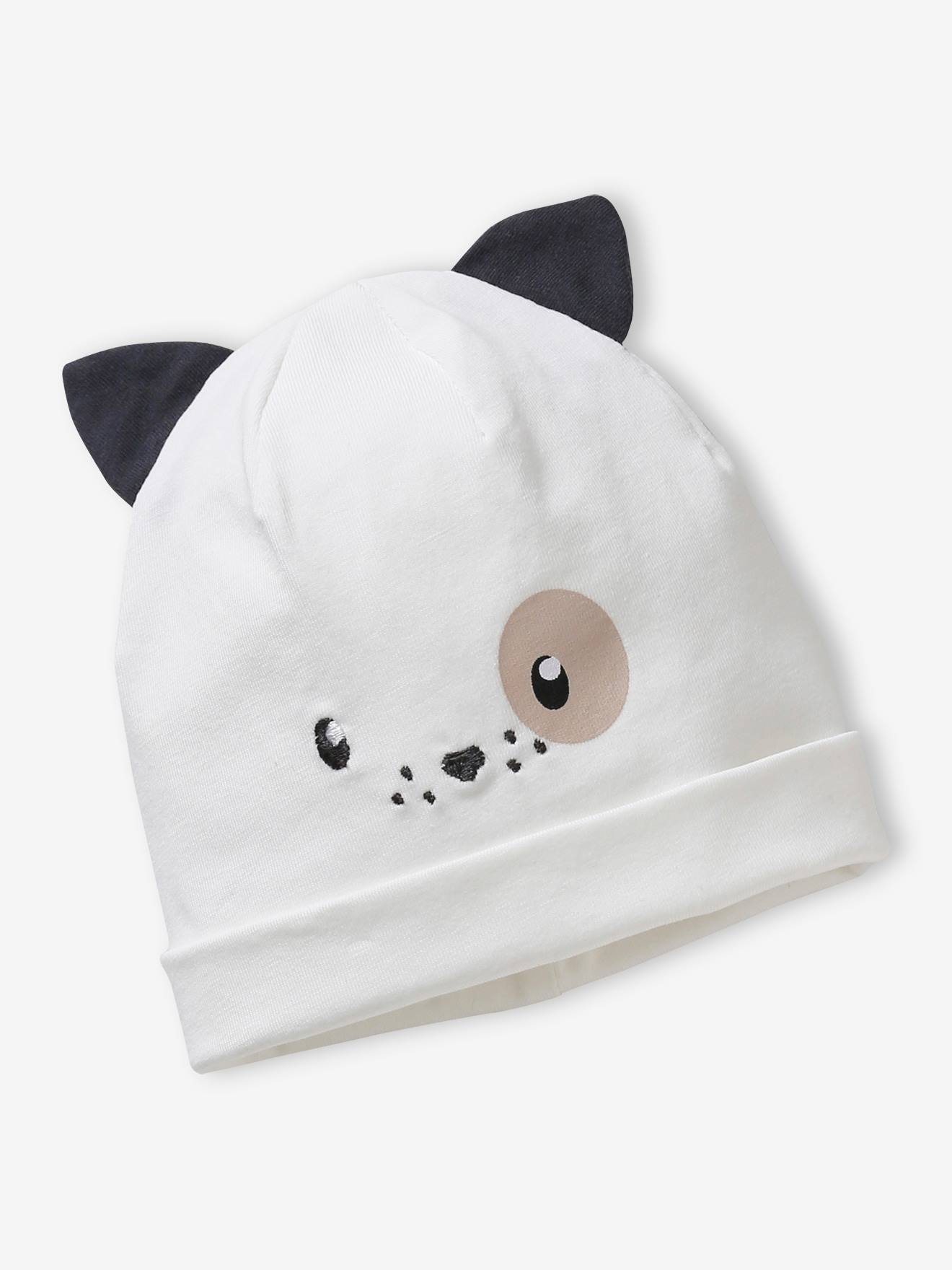 Conjunto personalizável de gorro, luvas e cachecol de tricô com estampa de cachorro para bebê branco