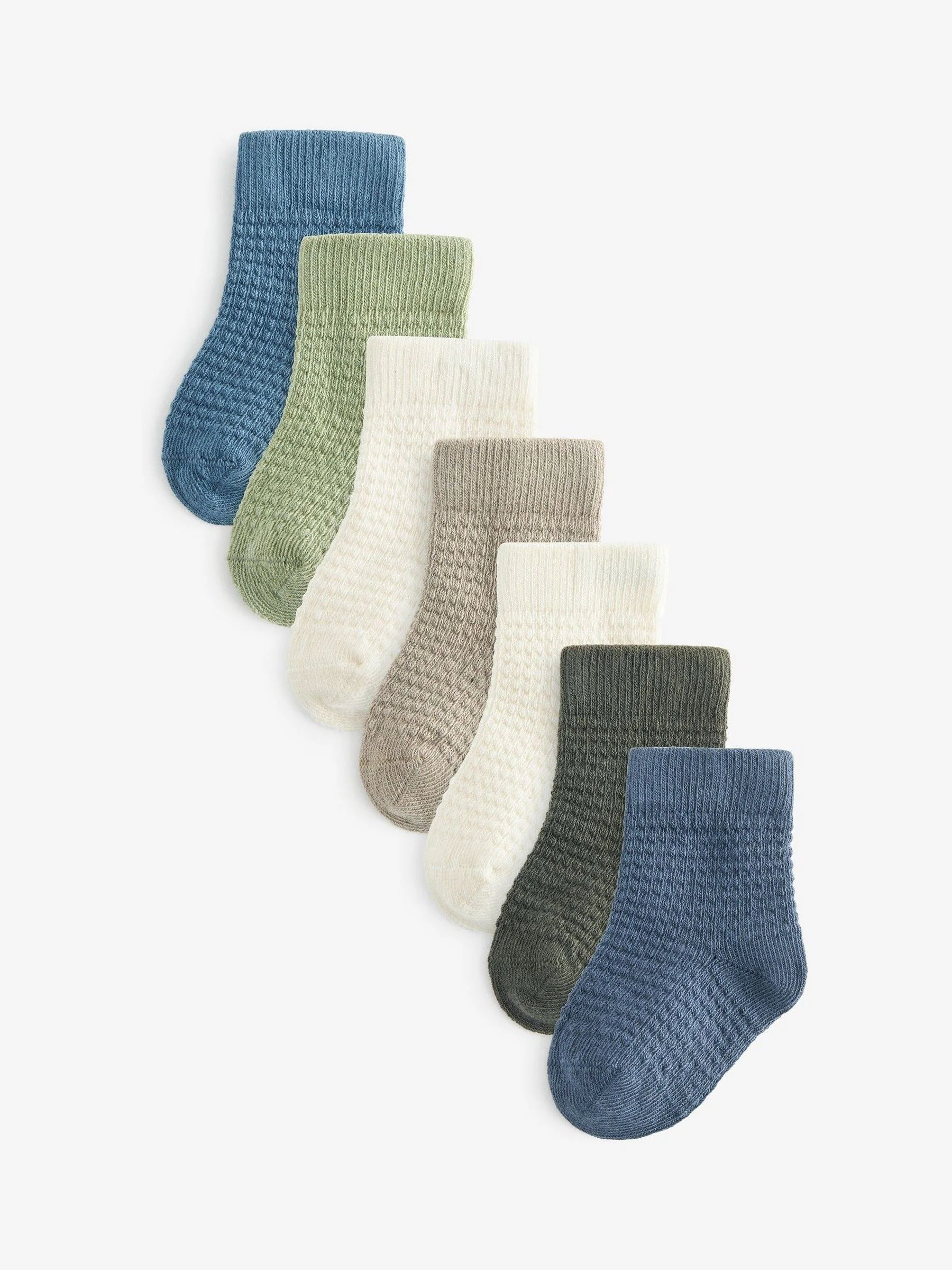 Blauw/Groen - Verpakking van 7 paar babysokken (0 mnd-2 jr)