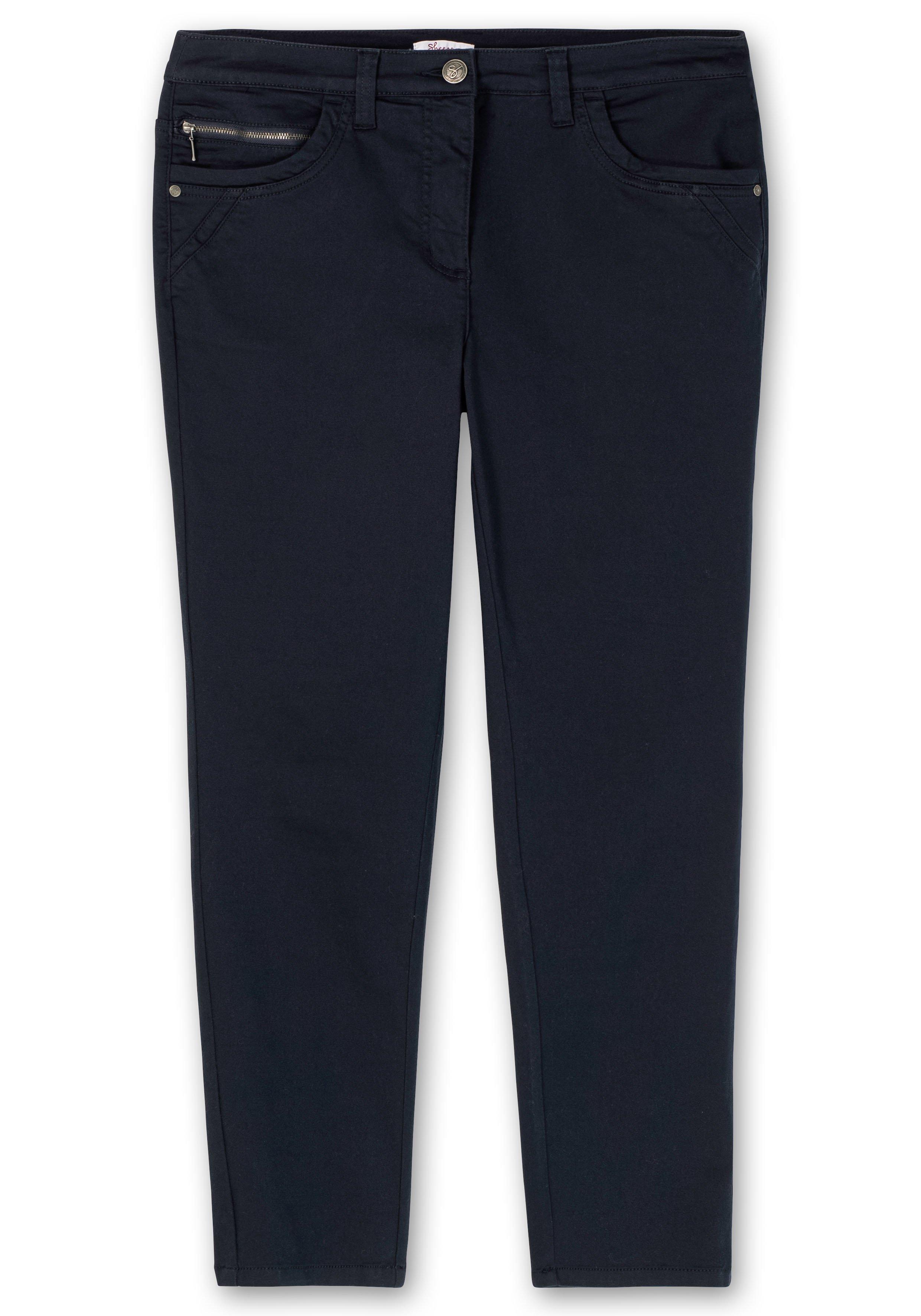 Schmale Twillhose im 5-Pocket-Stil, mit Ziernähten