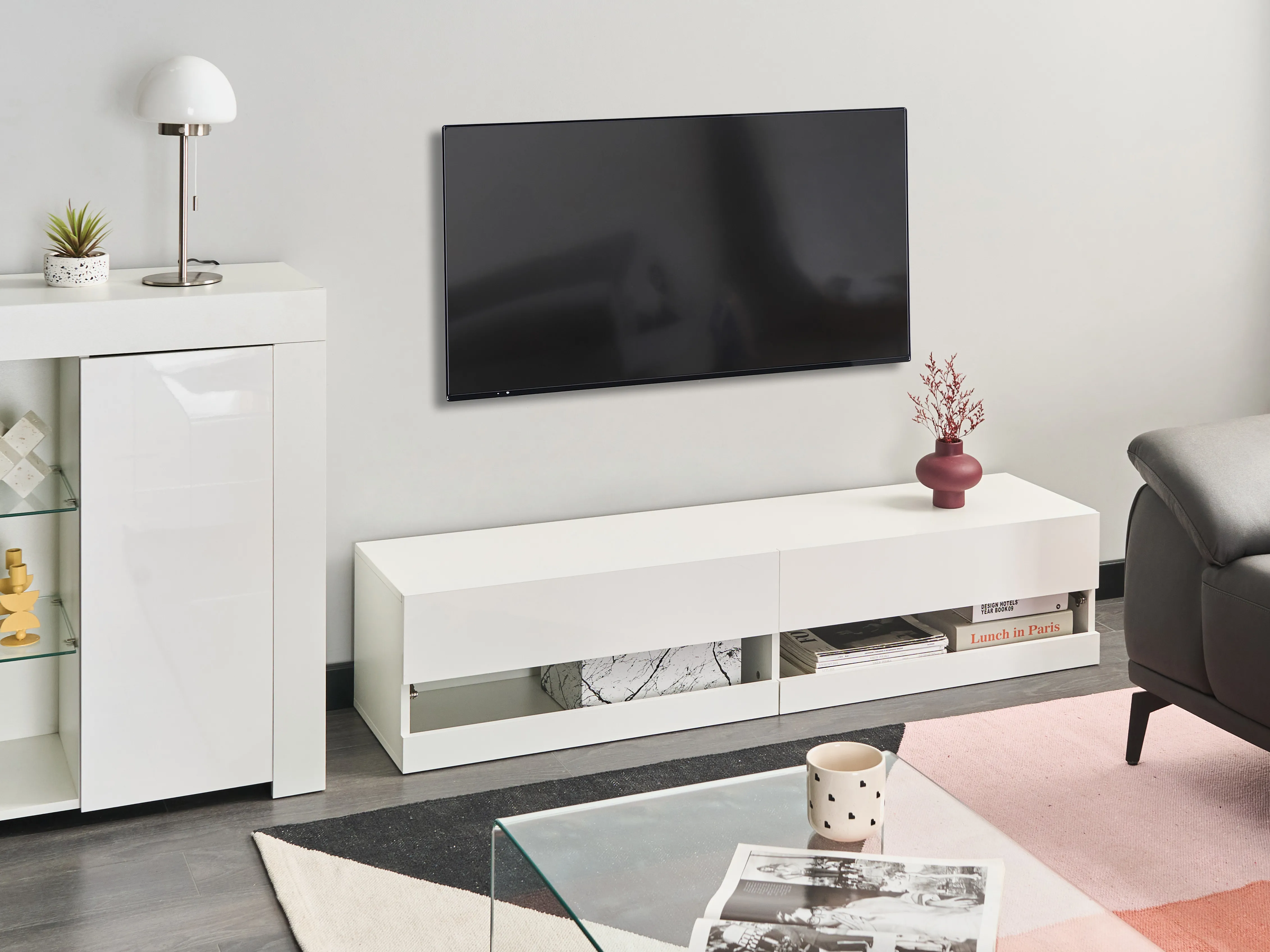 TV-meubel met LED EDMONTON Wit