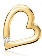 14 karaat geelgouden hanger hart Diamant 0.034 ct.