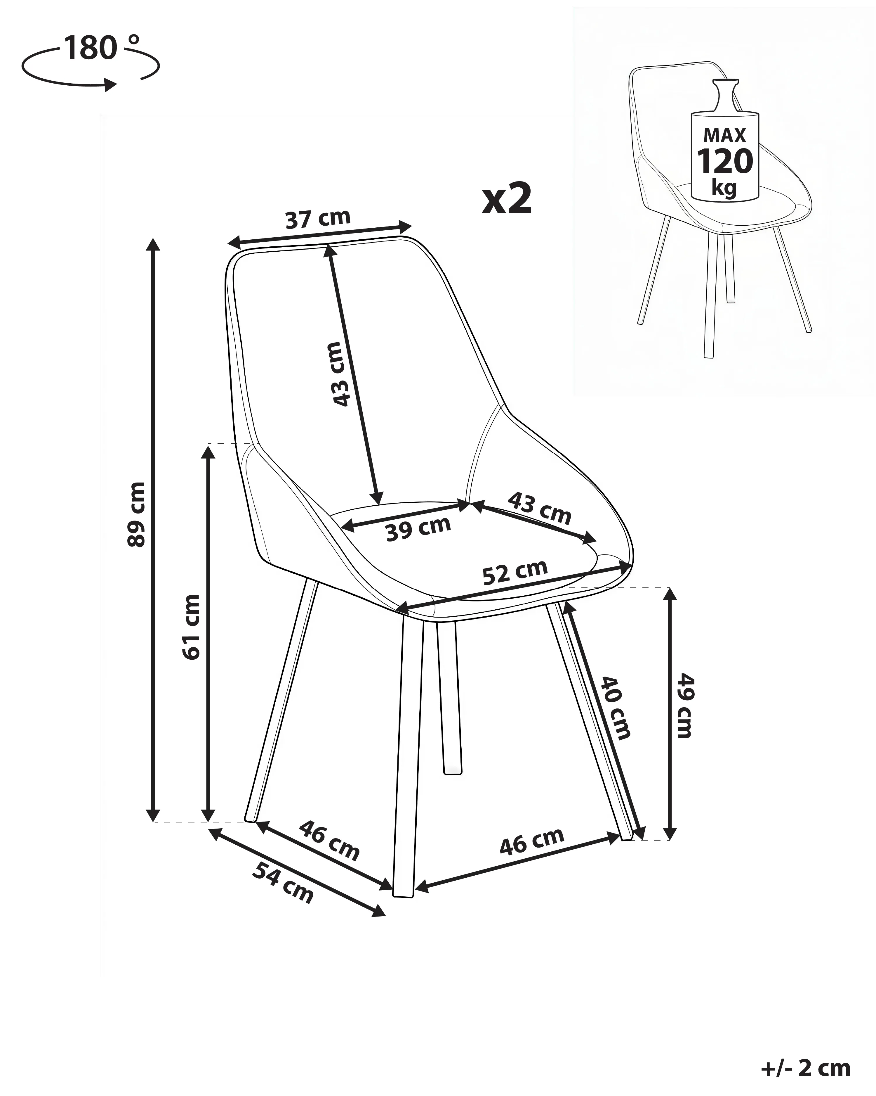 Set van 2 eetkamerstoelen draaibaar TERLTON Fluweel Beige