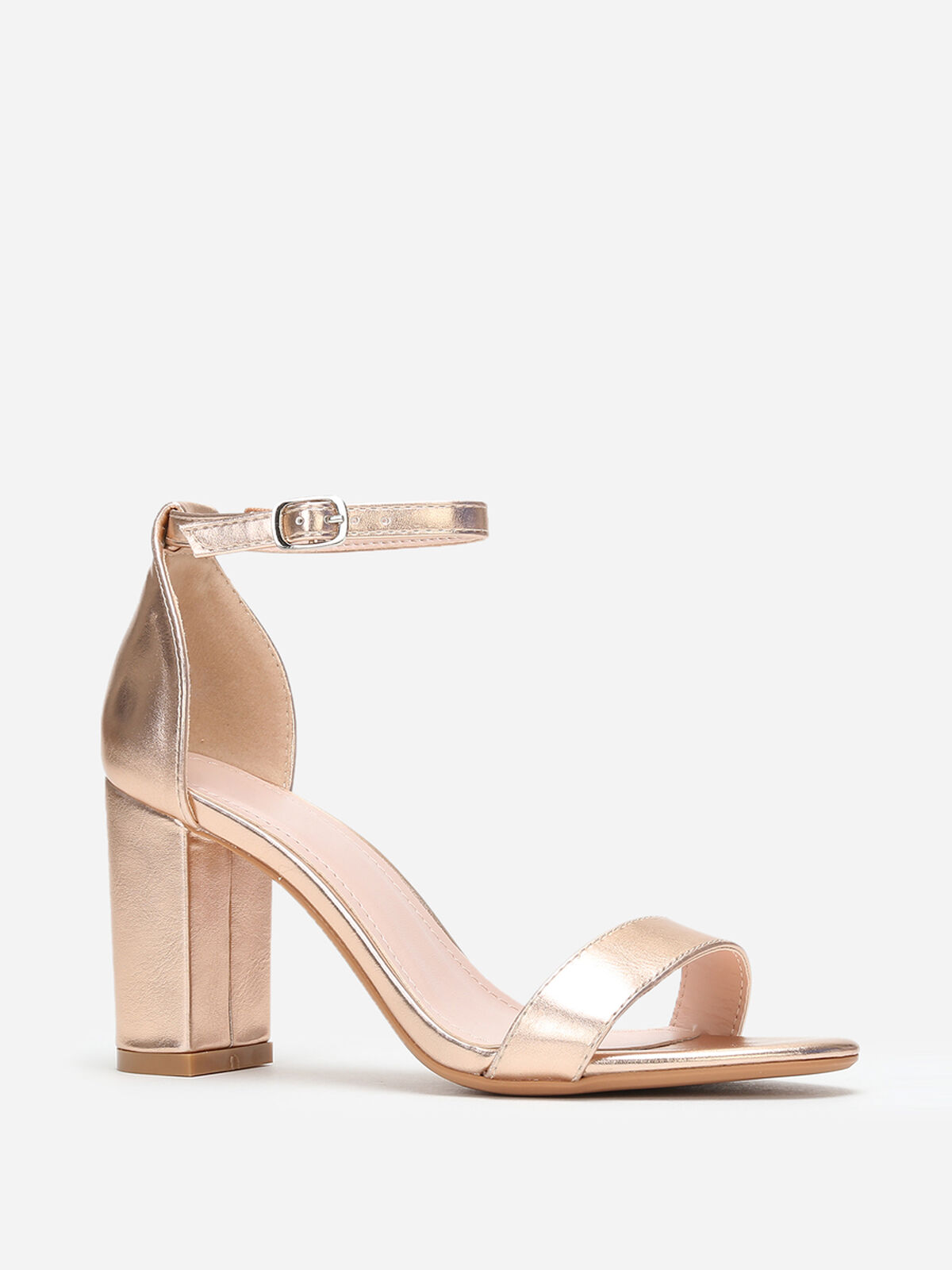 Sandales à bride et talon carrés- Doré rose