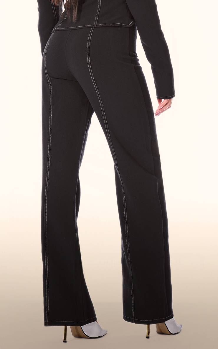 Noir Pantalon Tailleur À Coutures Contrastées Plt Label