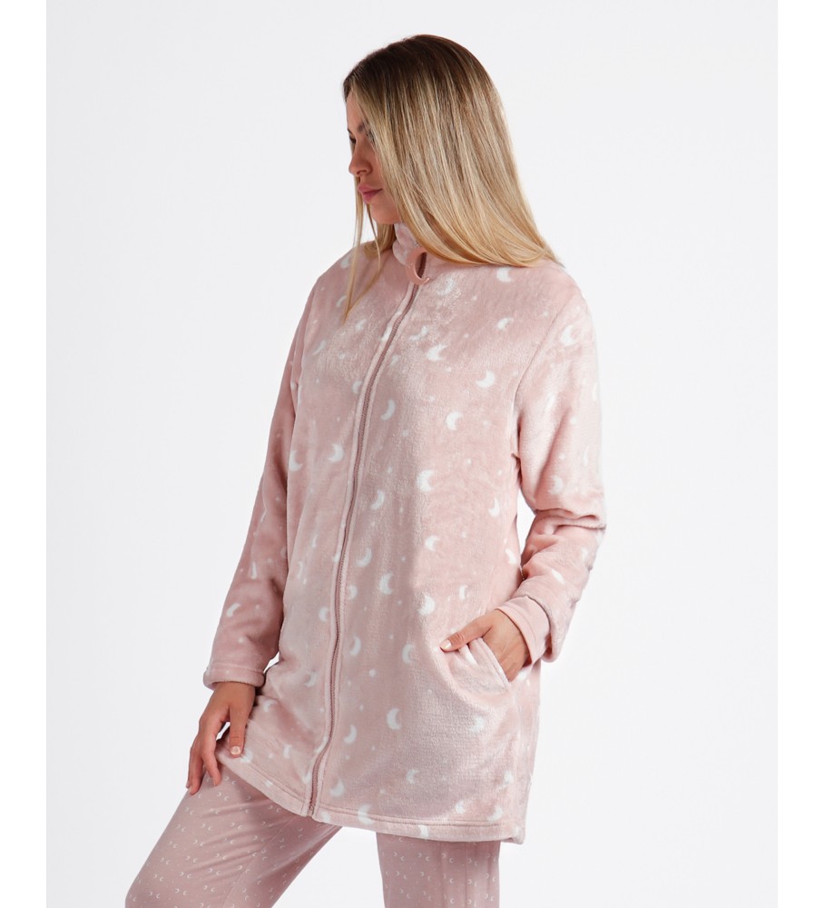 Robe de dormir Admas Warm Everyday de manga comprida, rosa