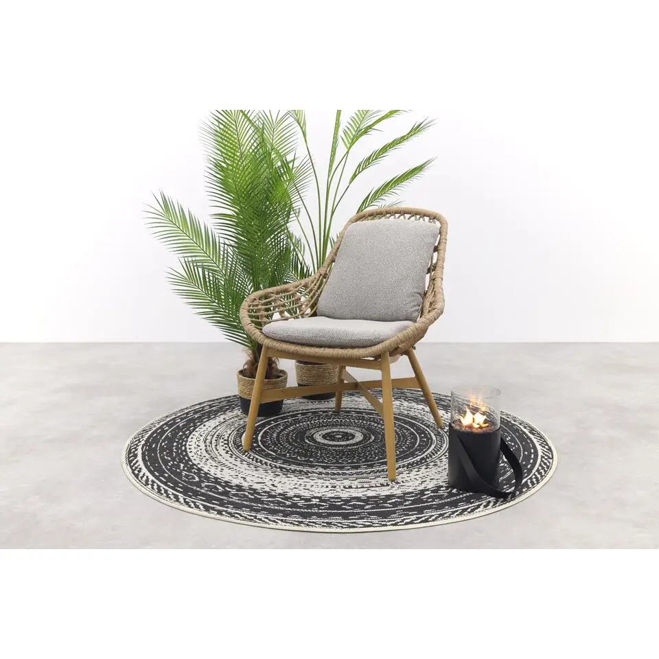 Castello lounge fauteuil - light teak look - natural rotan-merino sand