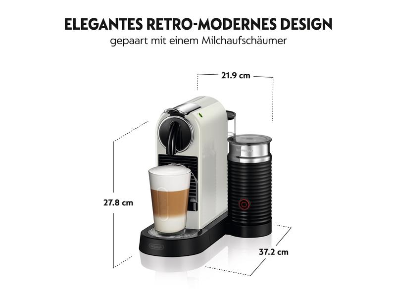 De'Longhi Kaffeemaschine Nespresso CitiZ & Milk EN267.WAE W Elegante Kapselmaschine der Original Line mit Aeroccino-Milchschäumer