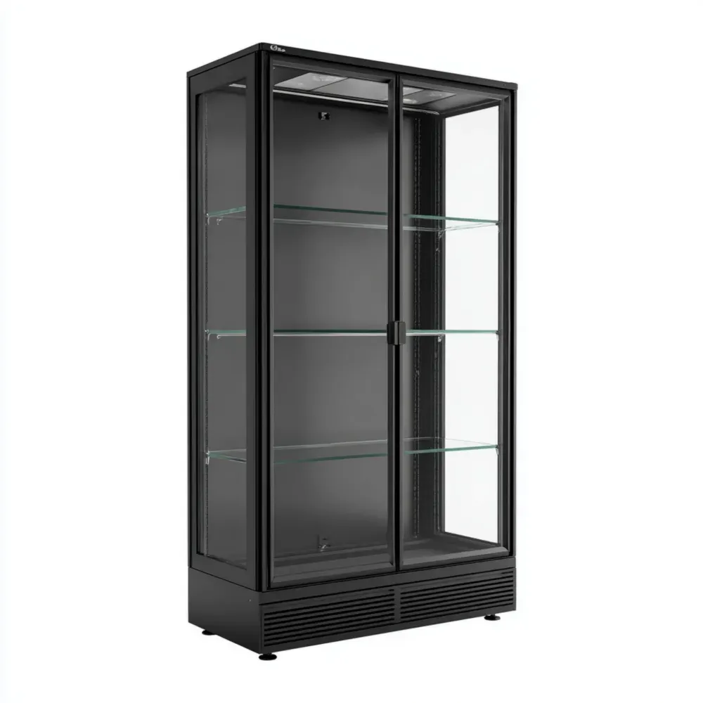 Moderne Glasvitrine aus Metall und Glas 190x90x45 cm - Schwarz