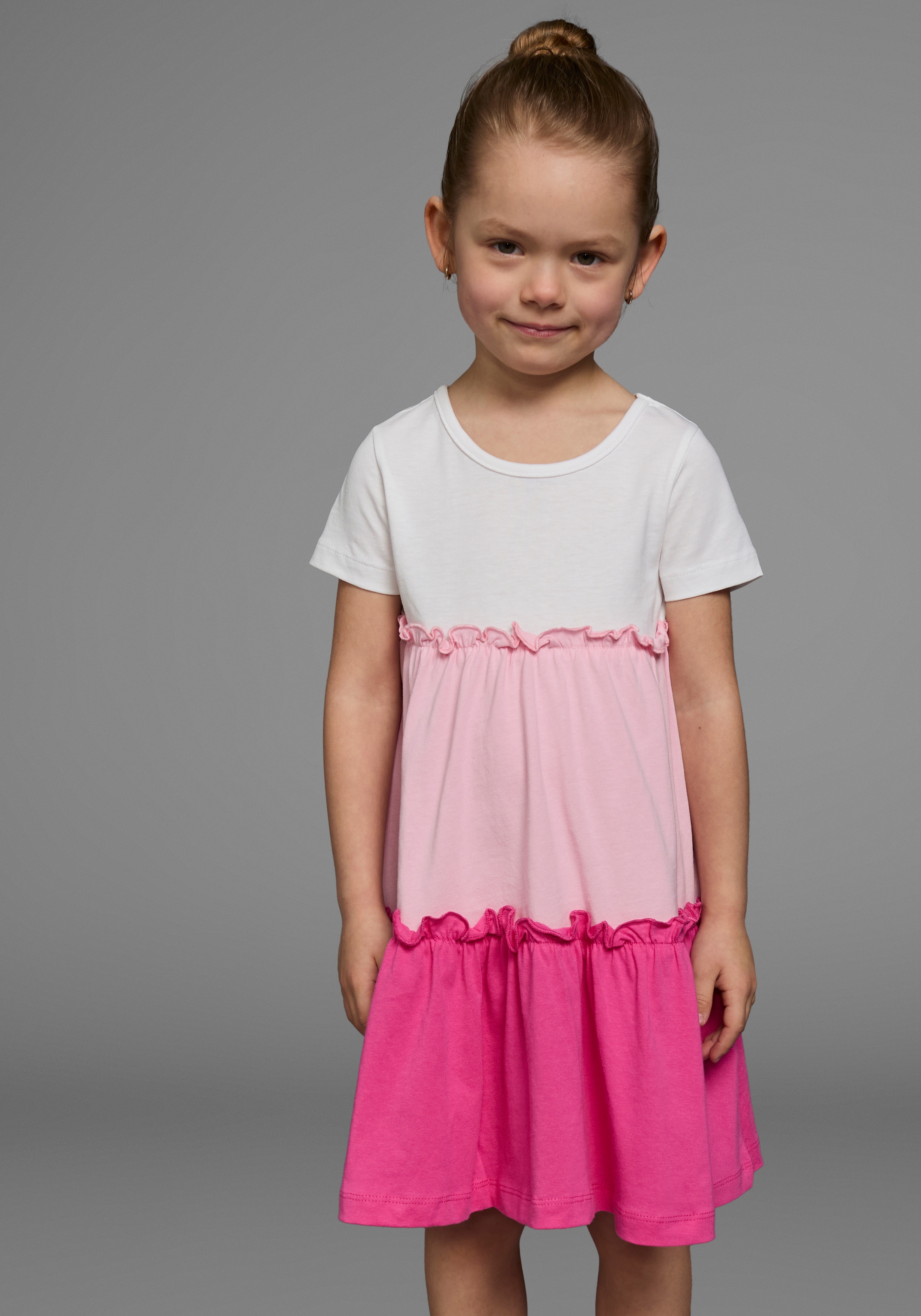 KIDSWORLD Jerseykleid »- Volantkleid für kleine Mädchen« festliche Anlässe,  kniefreie Länge,  verspielter Stil
