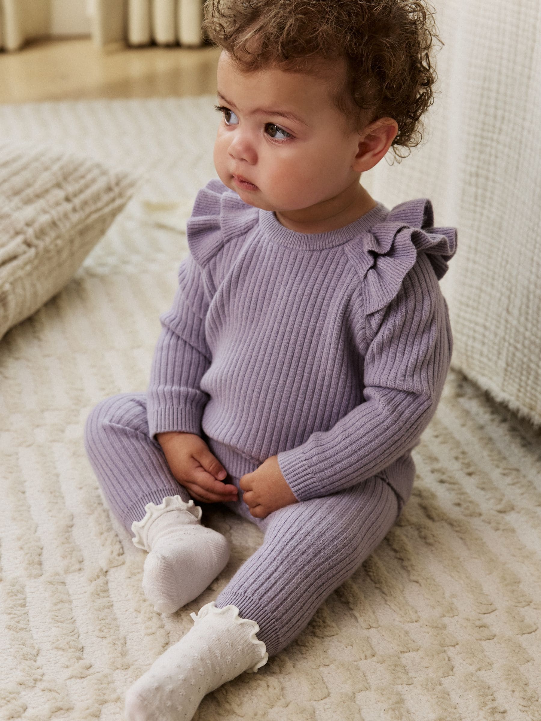 Lila-paars - Gebreide babytrui en leggings set 2 -delig (0mnd -3jr)