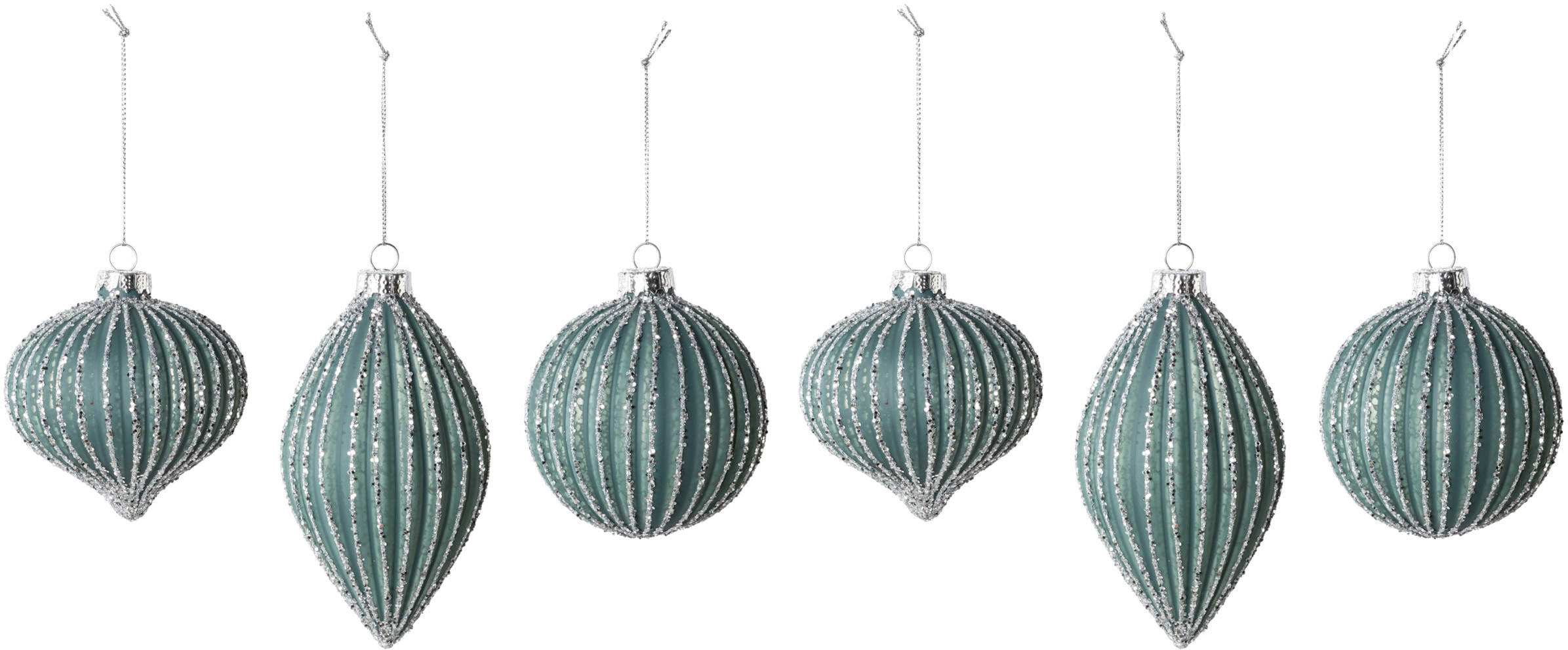 LeGer Home by Lena Gercke Weihnachtsbaumkugel »Farina, Weihnachtsdeko, Christbaumschmuck, Christbaumkugeln Glas« 3 Designs im Set: Höhe des Zapfens 13cm, Höhe der beiden Kugeln 9cm
