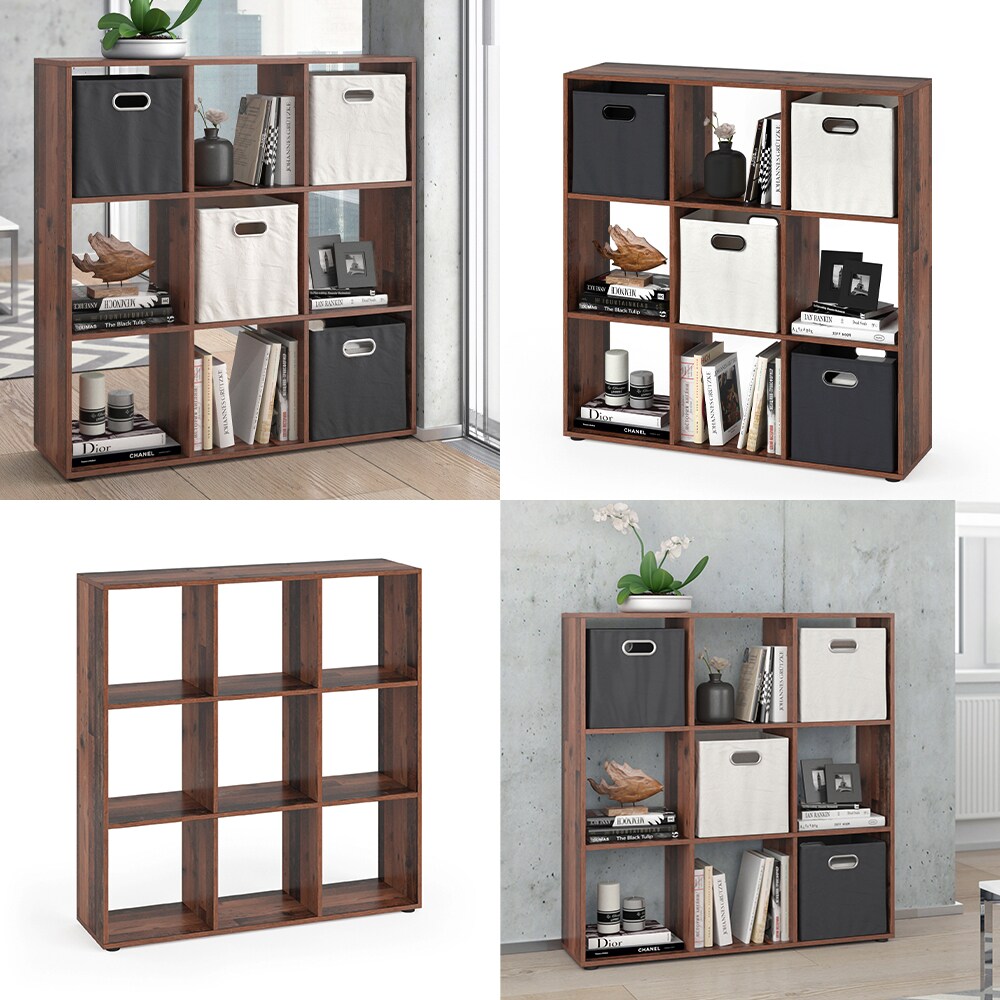 Vicco Raumteiler Standregal Bücherregal Nove 9 Fächer Old Style Hochregal