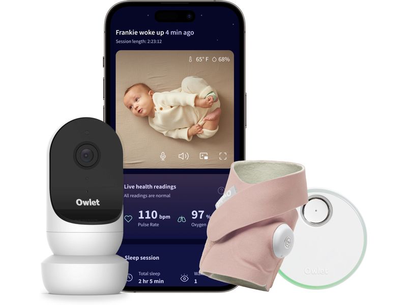 Owlet Babyphone Dream Sock   Cam 2 Bundle Edelrosa Medizinisch geprüftes Babyphone mit Kamera