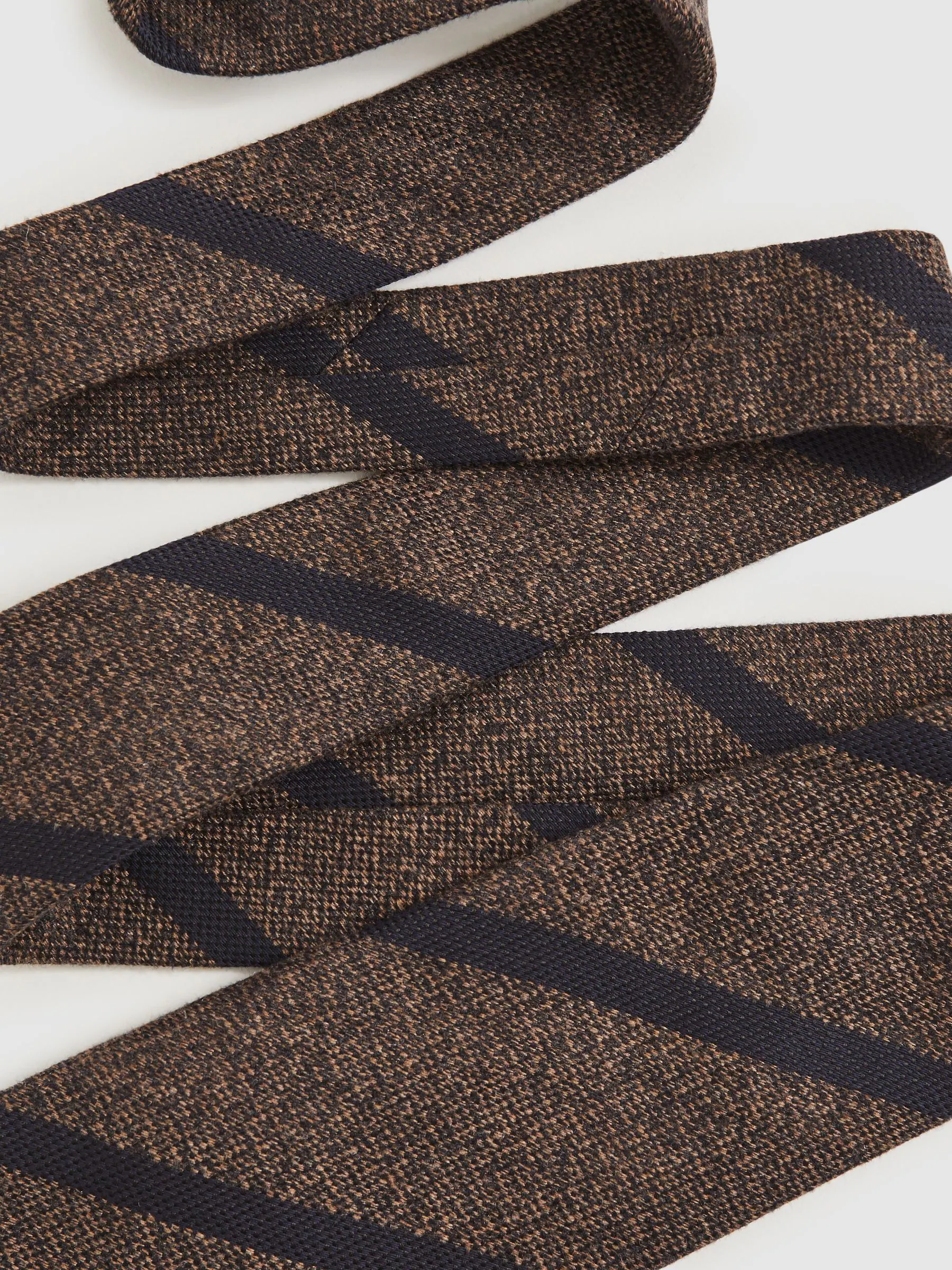 Chocoladebruin - Reiss Sante Wool-Silk Striped Tie