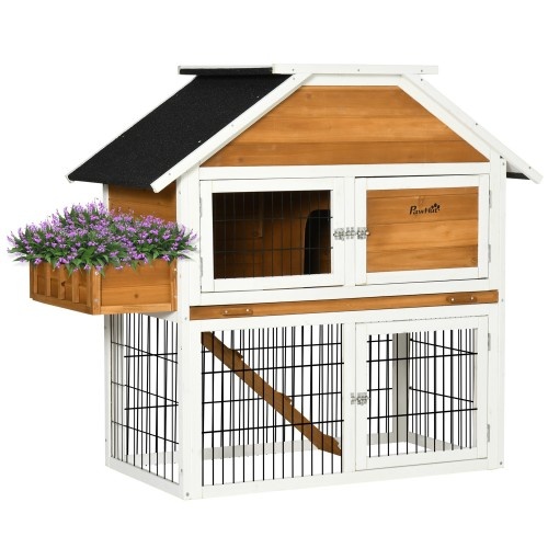 Gaiola de madeira para coelhos PawHut para uso externo