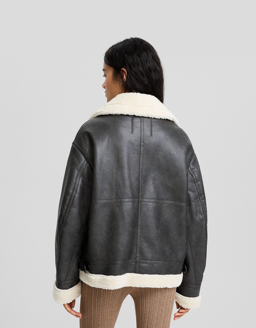 Jaqueta de motociclista dupla face oversized