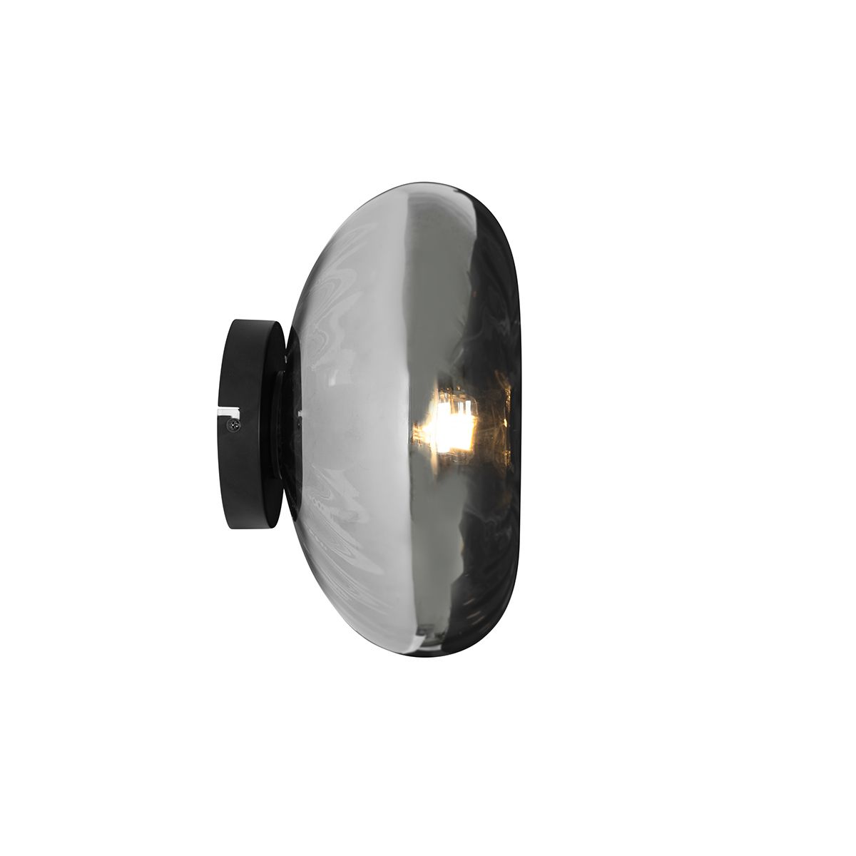 Art Deco wandlamp zwart met smoke glas - Ayesha