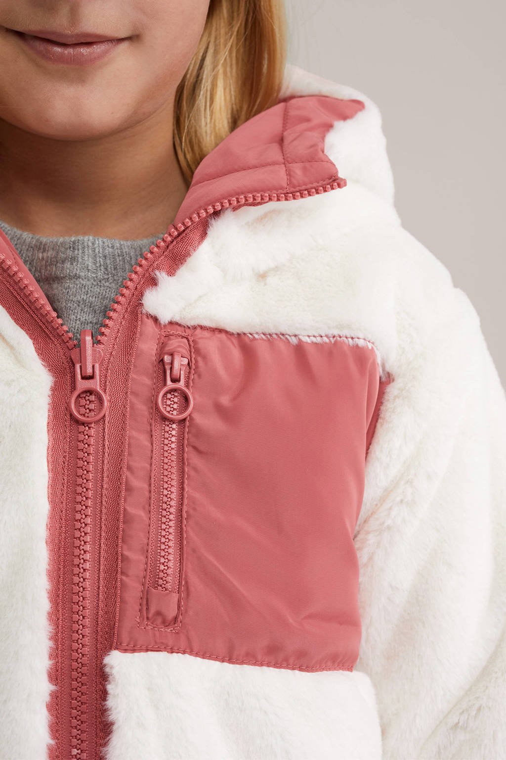 WE Fashion reversible jas winter roze